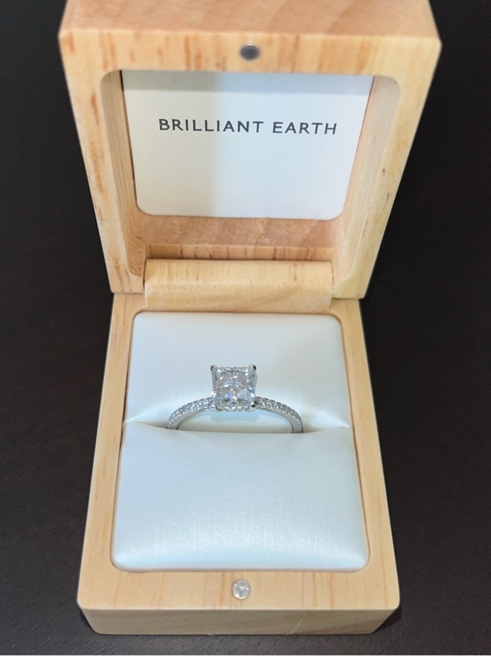 1.96ct Platinum Princess Cut engagement ring with custom Tacori band sz11